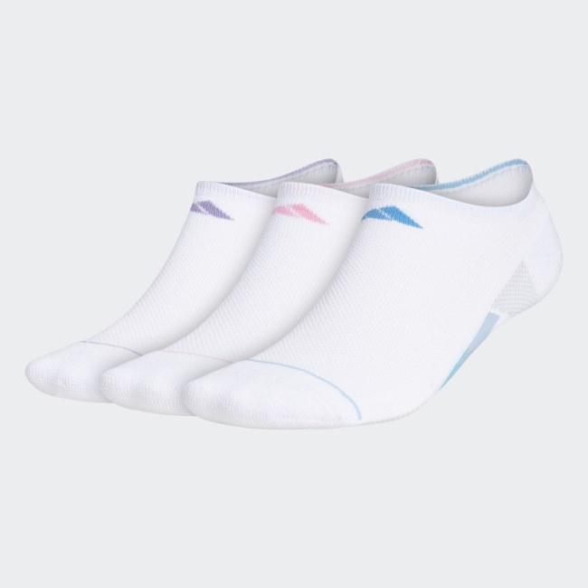 Hot White Superlite Stripe No-Show Socks 3 Pairs Adidas
