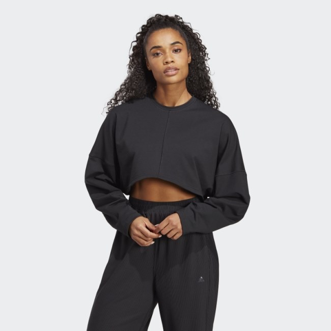 Black Adidas Yoga Studio Crop Sweatshirt