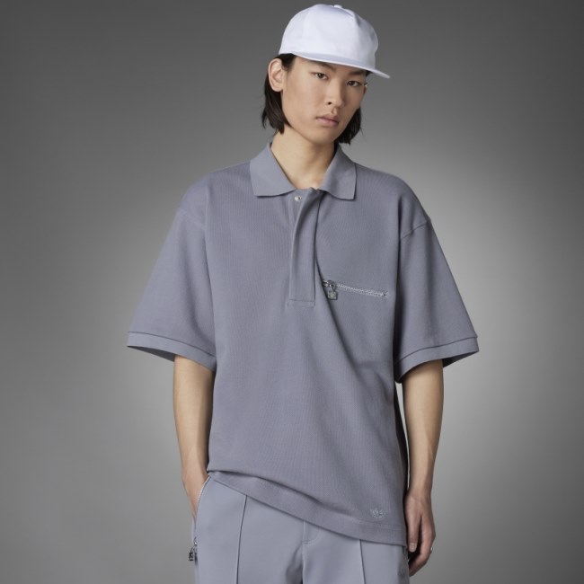 Grey Blue Version Tie-Break Polo Shirt Adidas