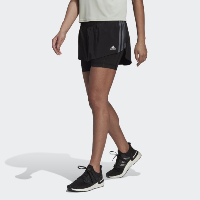 Adidas Black Run Icons 3-Stripes Running Skort