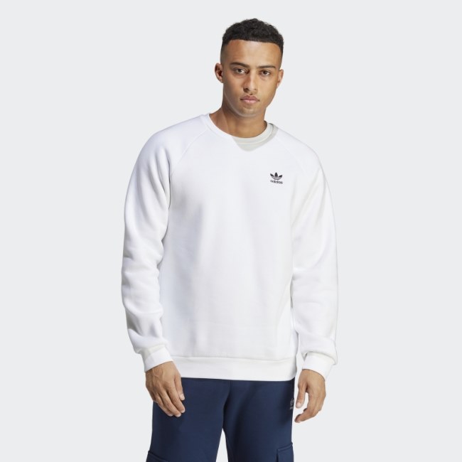 White Trefoil Essentials Crewneck Sweatshirt Adidas Fashion