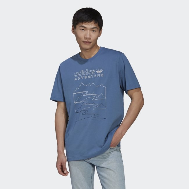 Adidas Adventure Mountain Front T-Shirt Fashion Altered Blue