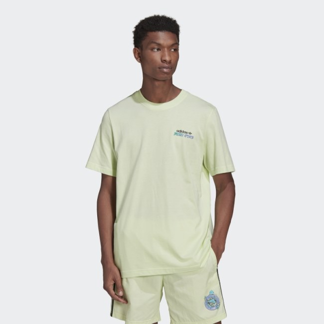 Adidas Lime Graphic Stoked Fish Flowers T-Shirt