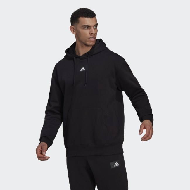 Essentials FeelVivid Cotton Fleece Drop Shoulder Hoodie Adidas Black