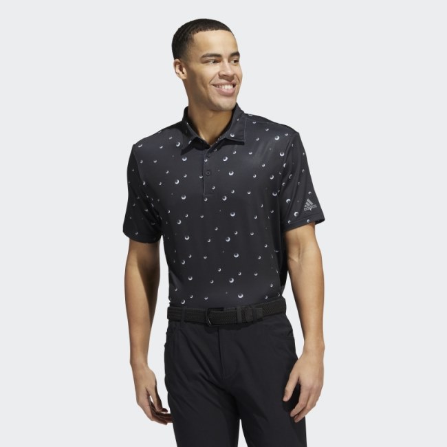 Black Adidas Ultimate365 Allover Print Polo Shirt