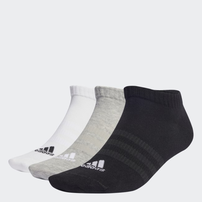 Medium Grey Adidas Thin and Light Sportswear Low-Cut Socks 3 Pairs
