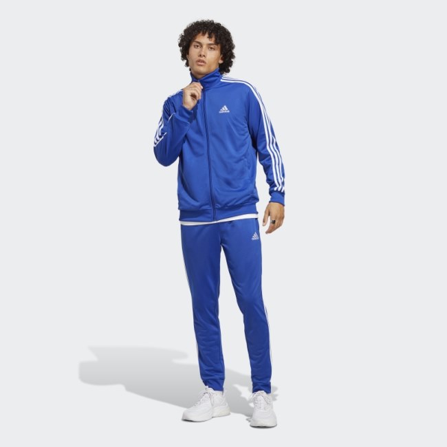 Blue Adidas Basic 3-Stripes Tricot Tracksuit