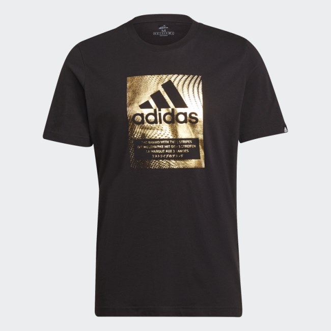 Black Adidas Foil Logo Box Graphic Tee