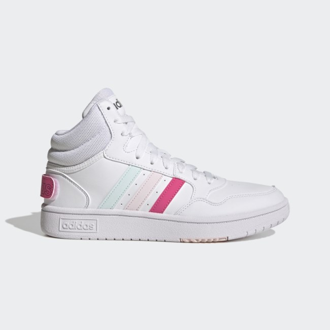 White Adidas Hoops 3.0 Mid Classic World Friendship Day Shoes