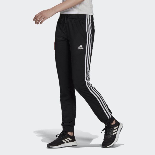 Adidas Black Primegreen Essentials Warm-Up Slim Tapered 3-Stripes Track Pants