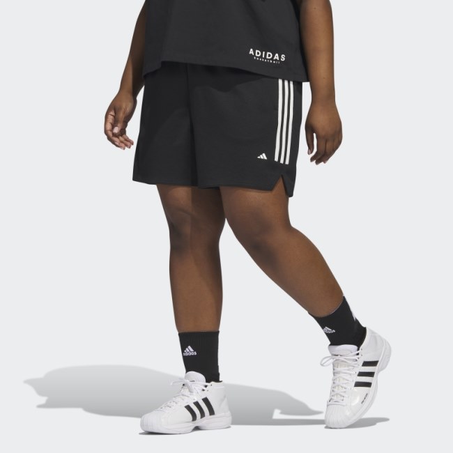 Black Select 3-Stripes Basketball Shorts (Plus Size) Adidas