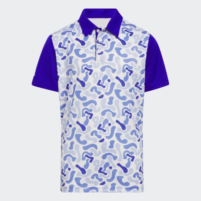 Adidas Blue Camo-Printed Polo Shirt