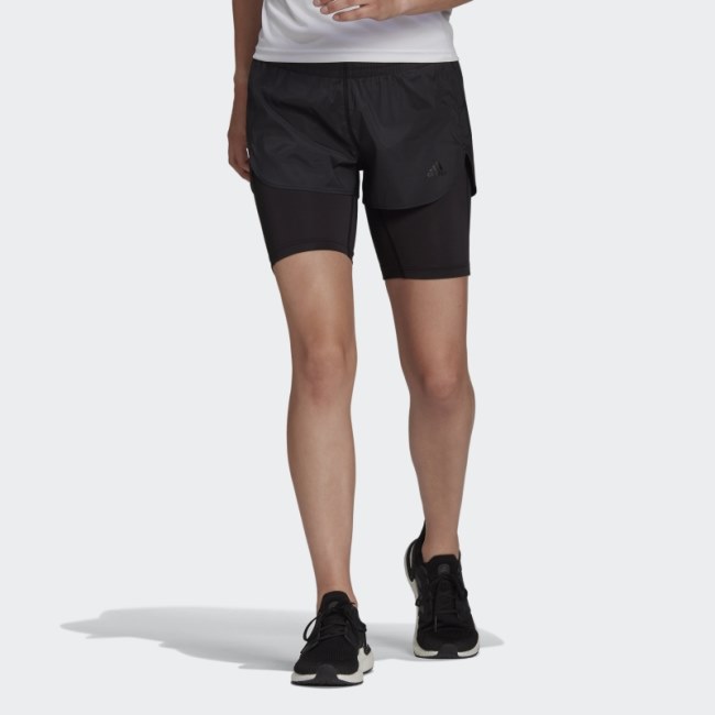 Black Adidas Run Fast Two-in-One Shorts