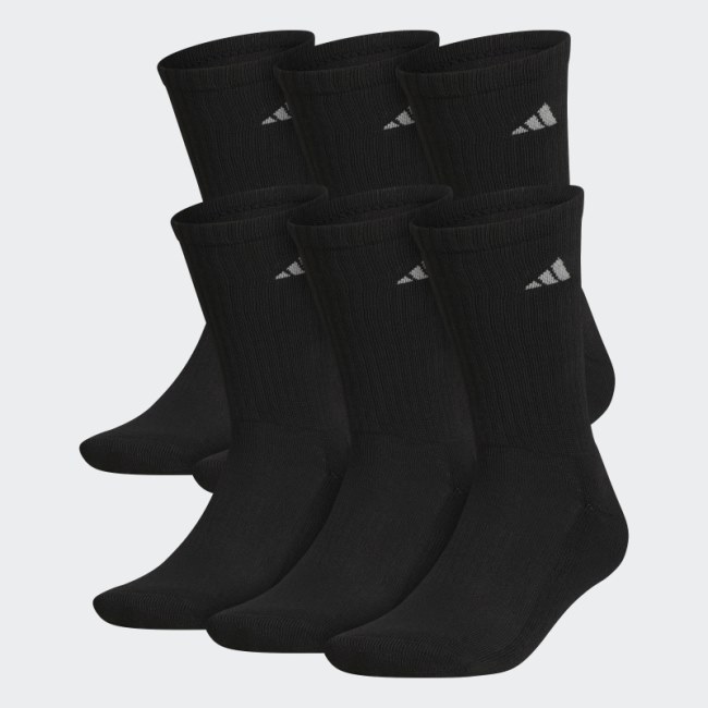 Adidas Black Athletic Cushioned Crew Socks 6 Pairs