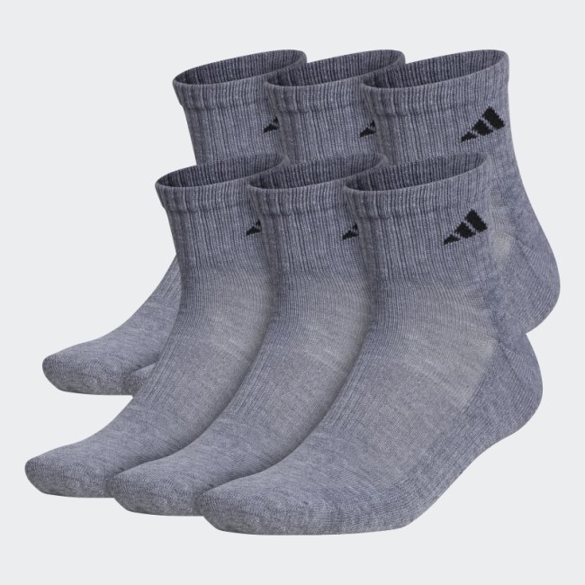 Medium Grey Athletic Cushioned Quarter Socks 6 Pairs Adidas