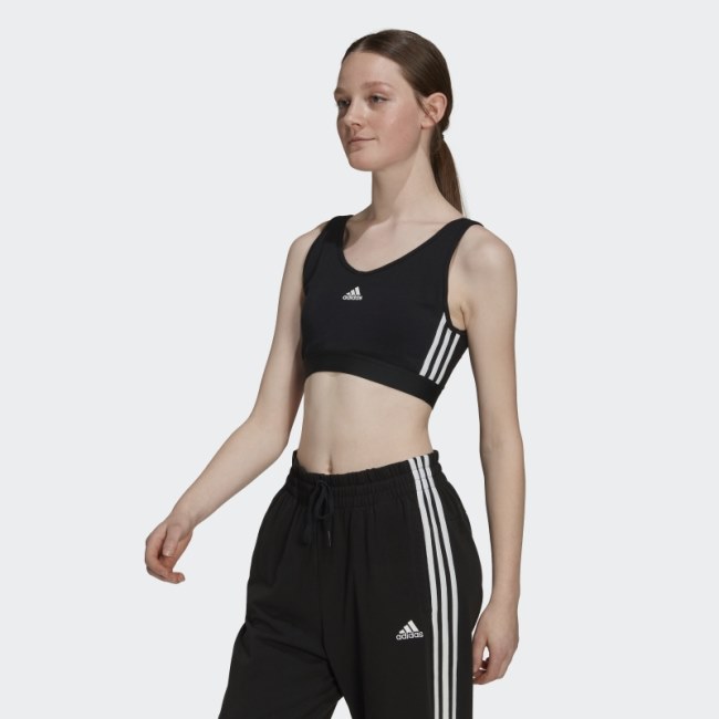 Black Adidas Essentials 3-Stripes Crop Top With Removable Pads