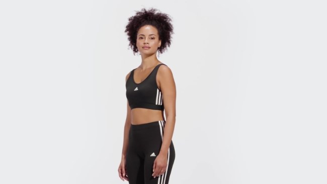 Adidas Essentials 3-Stripes Crop Top With Removable Pads Black