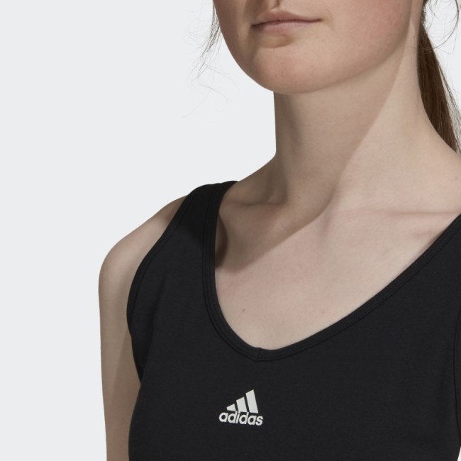 Adidas Essentials 3-Stripes Crop Top With Removable Pads Black