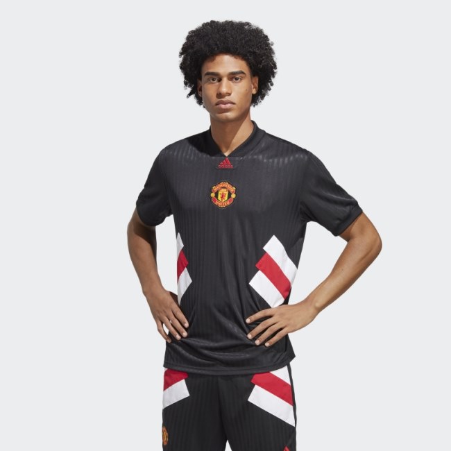 Black Adidas Manchester United Icon Jersey