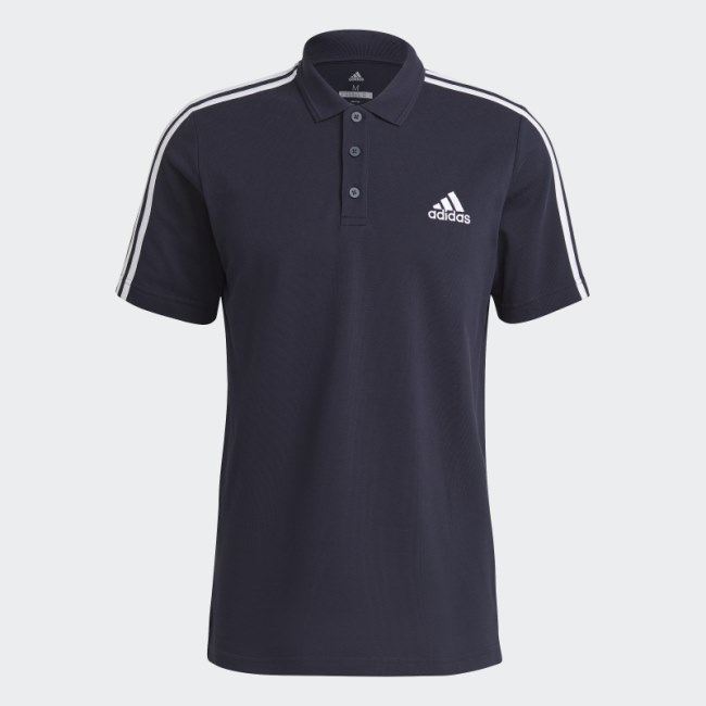 Adidas AEROREADY Essentials Piqué Embroidered Small Logo 3-Stripes Polo Shirt Ink