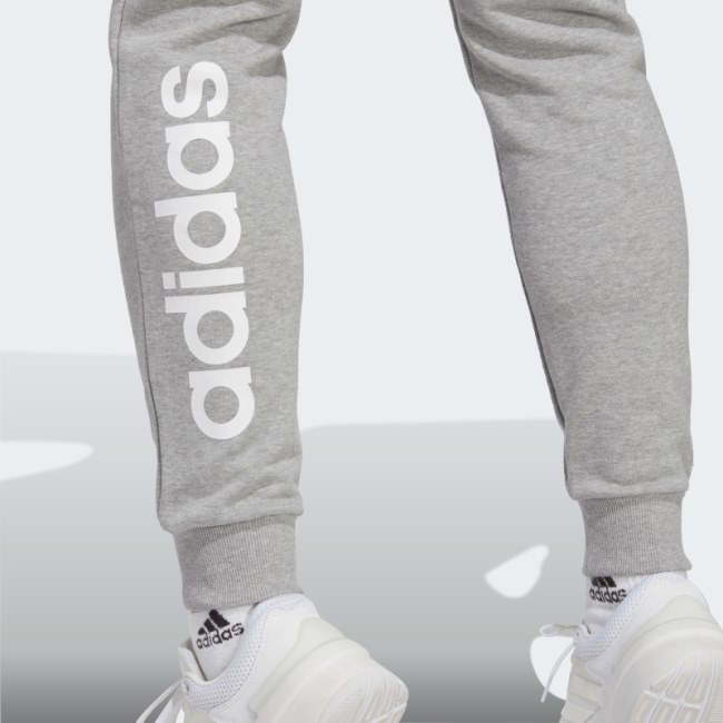 Adidas Medium Grey Essentials Linear French Terry Cuffed Pants