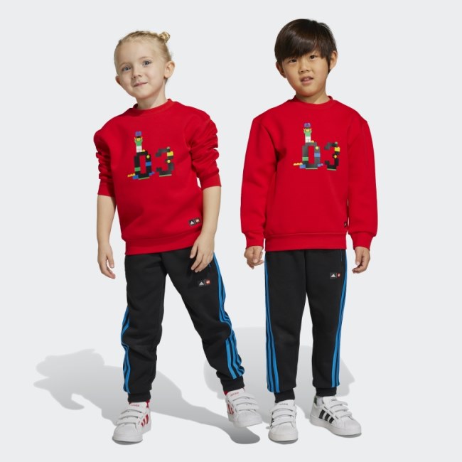 Red Fashion Adidas x Classic LEGO Crew Sweatshirt and Pants Set