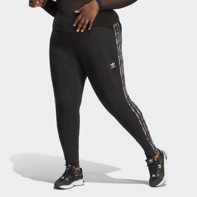 3-Stripes Print Leggings (Plus Size) Black Adidas