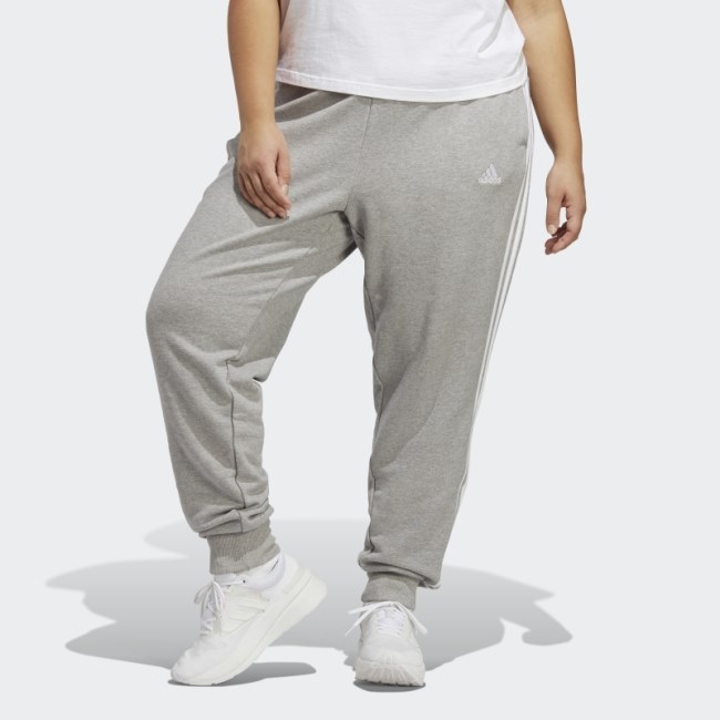 Medium Grey Essentials 3-Stripes French Terry Cuffed Pants (Plus Size) Adidas