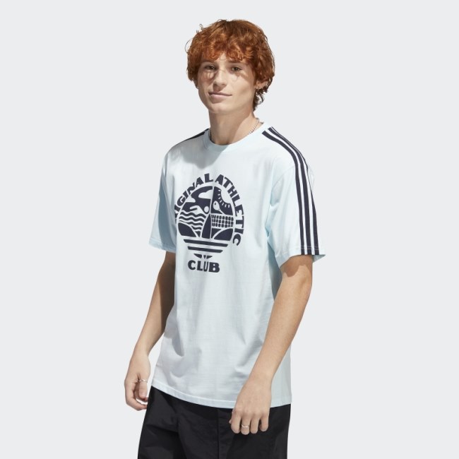 Adidas Original Athletic Club 3-Stripes T-Shirt Blue