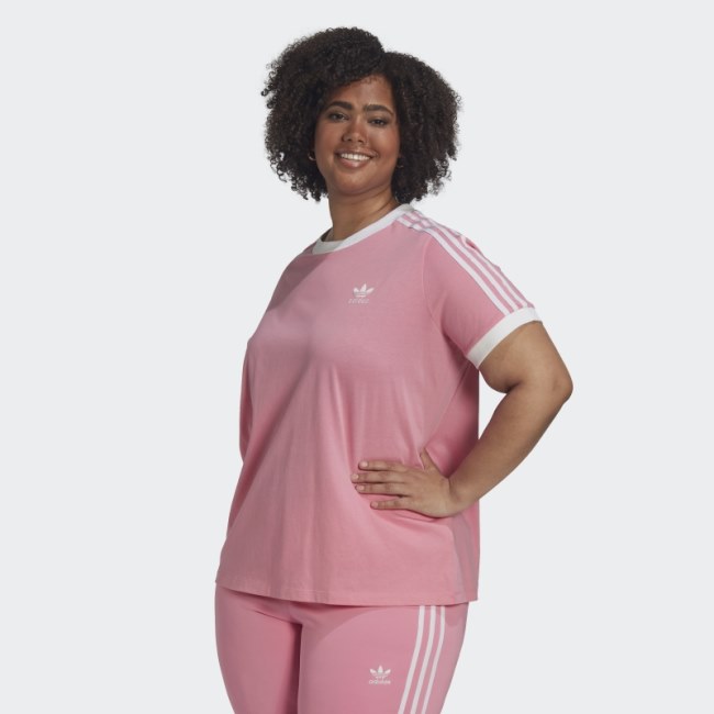 Adicolor Classics 3-Stripes Tee (Plus Size) Pink Adidas