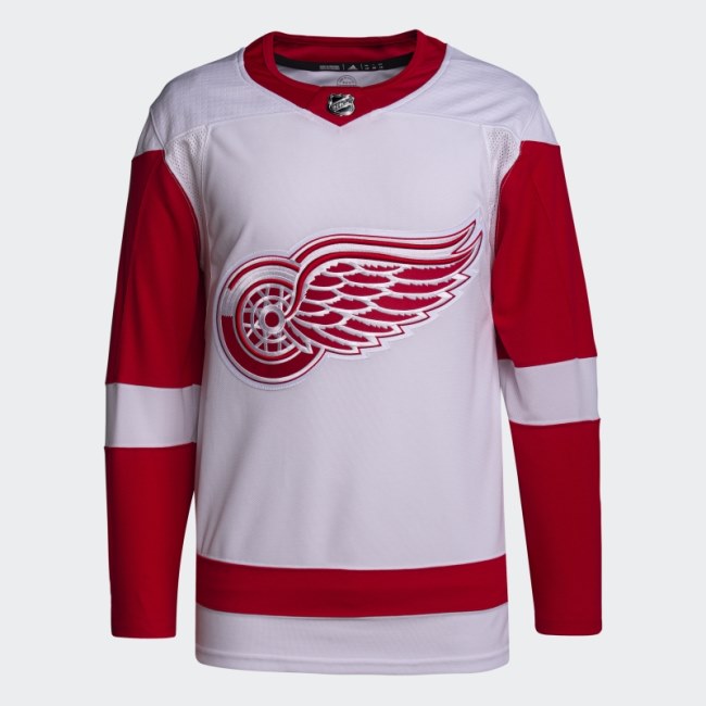 Adidas White Red Wings Away Authentic Jersey