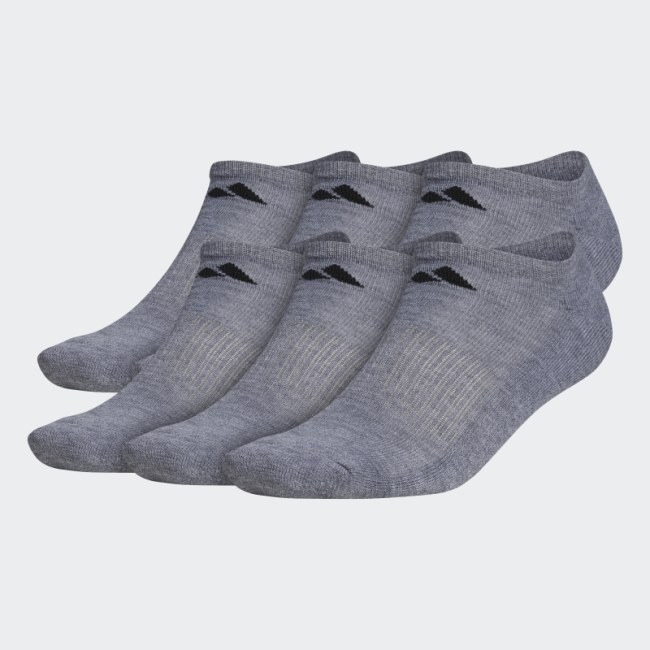 Adidas Athletic Cushioned No-Show Socks 6 Pairs Medium Grey