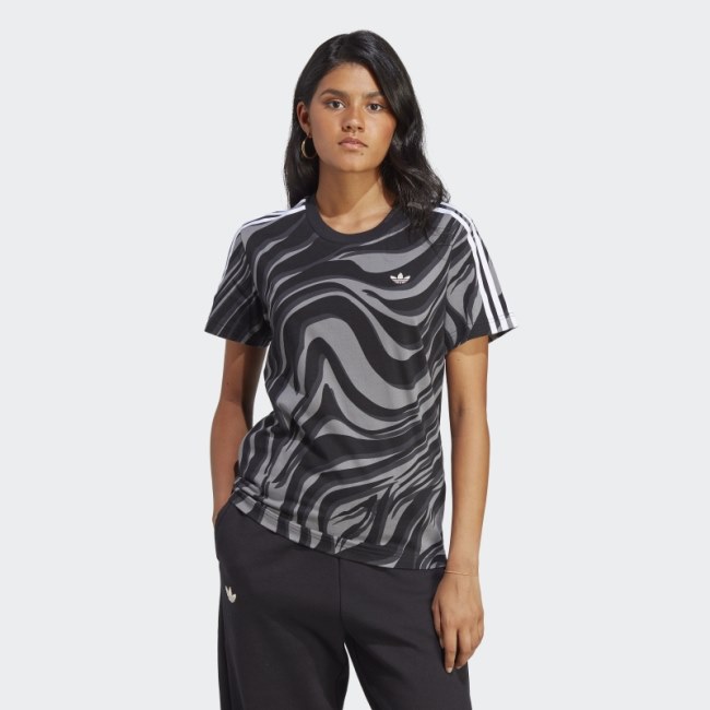 Adidas Black Abstract Allover Animal Print Tee