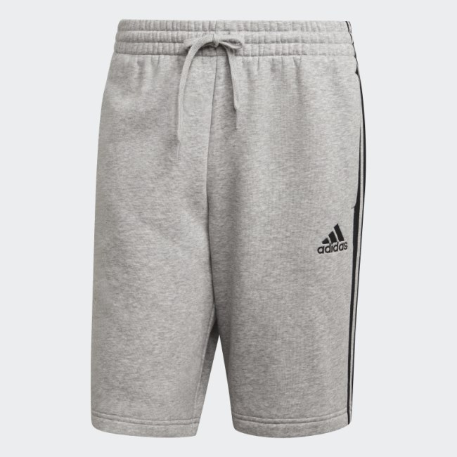 Medium Grey Adidas Essentials Fleece 3-Stripes Shorts