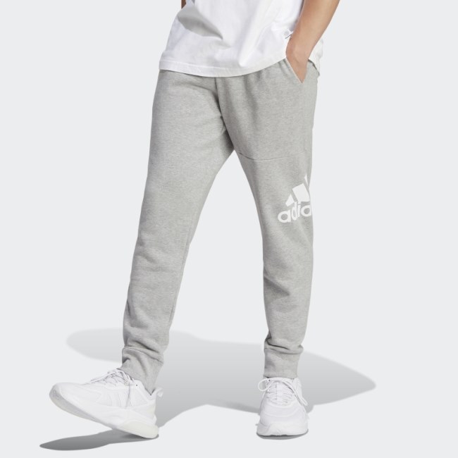 Adidas Essentials French Terry Tapered Cuff Logo Pants Medium Grey