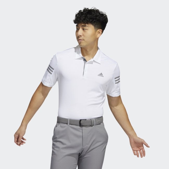 Adidas White 3-Stripes Polo Shirt