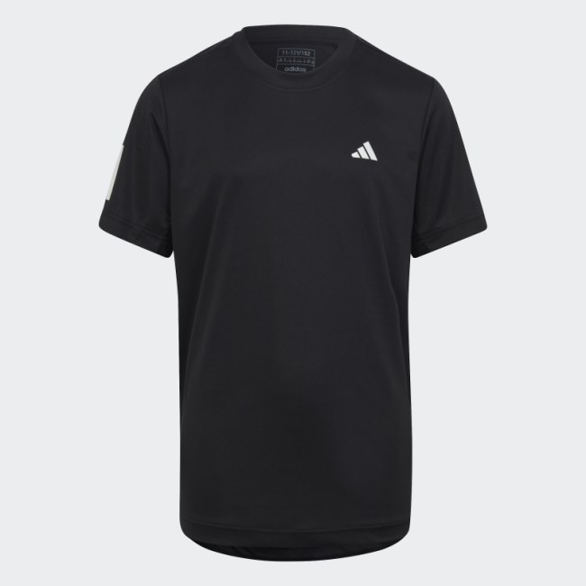 Adidas Black Club Tennis 3-Stripes T-Shirt