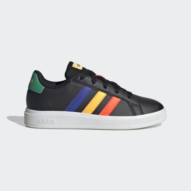 Black Adidas Grand Court Lifestyle Tennis Lace-Up Shoes