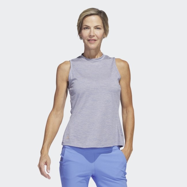 Essentials Heathered Mock-Neck Sleeveless Golf Polo Shirt Adidas Blue