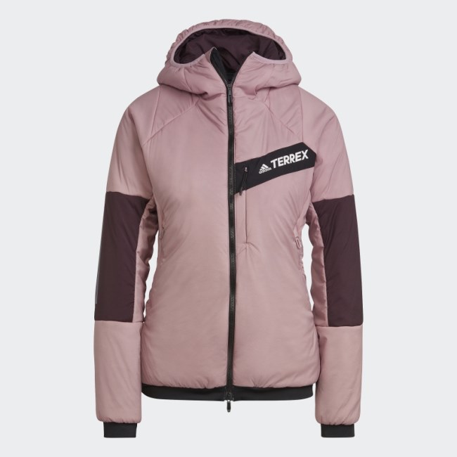 Mauve Adidas TERREX Techrock Stretch PrimaLoft Hooded Jacket