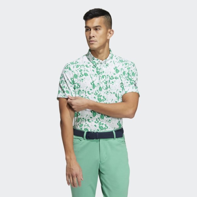 Play Green Graphic Polo Shirt Adidas White