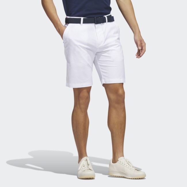 White Adidas Go-To 9-Inch Golf Shorts
