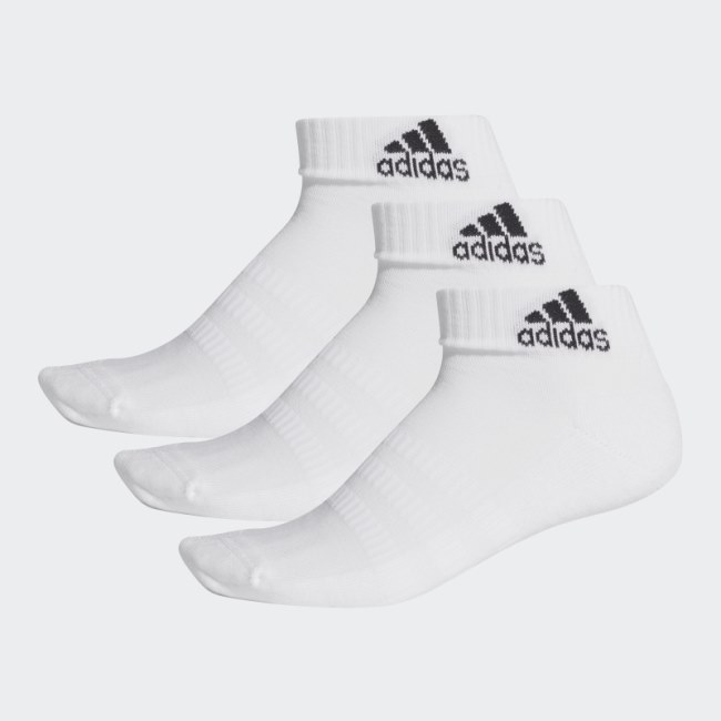 Adidas White CUSHIONED ANKLE SOCKS - 3 PAIRS