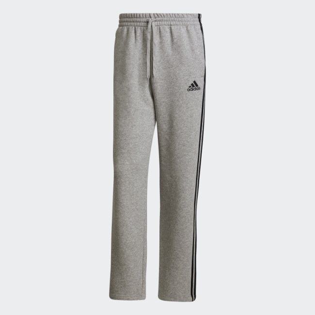 Essentials Fleece Open Hem 3-Stripes Pants Adidas Medium Grey