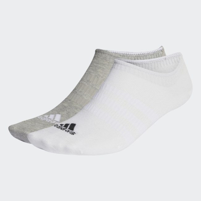 Medium Grey Adidas Thin and Light No-Show Socks 3 Pairs