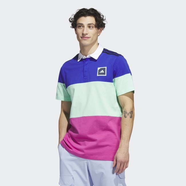 Adicross Block Golf Polo Shirt Blue Adidas