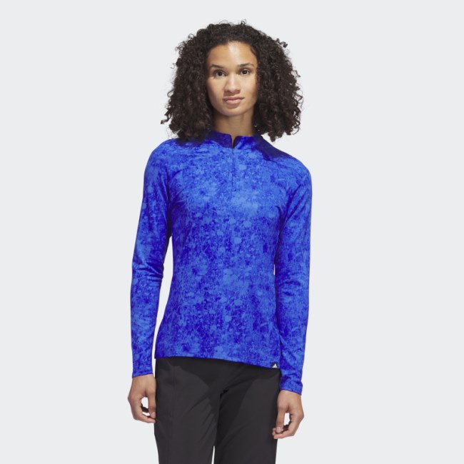 Blue Adidas Ultimate365 Tour Long Sleeve Printed Golf Shirt