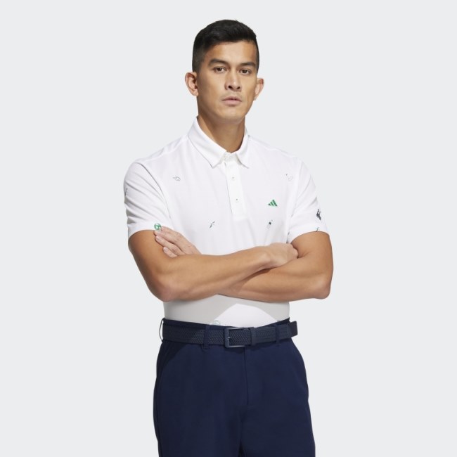 White Adidas Play Green Monogram Polo Shirt