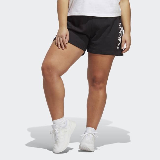 Adidas Black Essentials Linear French Terry Shorts (Plus Size)