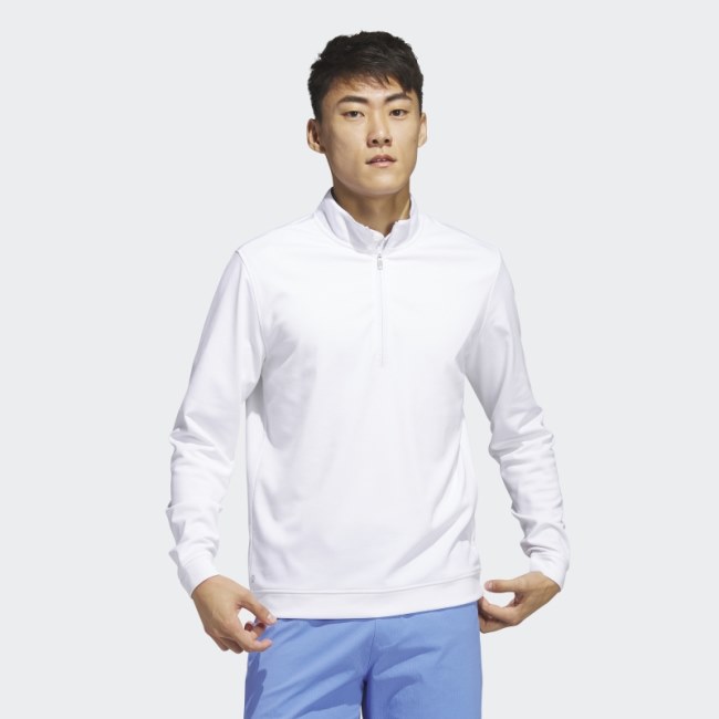 Adidas White Elevated Golf Sweatshirt